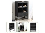 The Living Store Credenza Nera 68,5X39X111,5 Cm Acciaio Laminato A Freddo