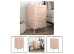The Living Store Comodino Rosa 36X39X68 Cm Acciaio Laminato A Freddo
