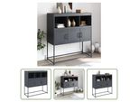 The Living Store Credenza Antracite 100,5X39X107 Cm Acciaio Laminato A Freddo