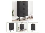 The Living Store Credenza Nera 68,5X38,5X123,5 Cm Acciaio