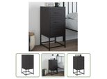 The Living Store Comodino Nero 36X39X78 Cm Acciaio