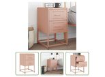 The Living Store Comodino Rosa 36X39X60,5 Cm In Acciaio