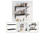 The Living Store Mensole A Muro 2 Pz. 50X23,5X3 Cm In Acciaio Inox Nero