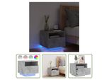 The Living Store Comodino Con Luci Led Grigio Cemento 40X39X37 Cm
