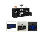 The Living Store Credenza Con Luci Led Nera 142,5X37X67 Cm