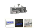 The Living Store Credenza Con Luci Led Grigio Cemento 181,5X37X67 Cm