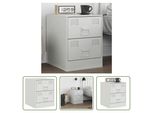 The Living Store Comodino Bianco 34,5X39X44 Cm In Acciaio