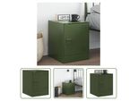 The Living Store Comodino Verde Oliva 34,5X39X44 Cm Acciaio
