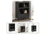 The Living Store Credenza Nera 68X39X101,5 Cm Acciaio Laminato A Freddo