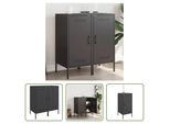 The Living Store Credenze 2 Pezzi Nero 36X39X79 Cm Acciaio Laminato A Freddo