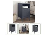 The Living Store Comodino Antracite 36X39X68 Cm Acciaio Laminato A Freddo