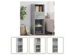 The Living Store Credenza In Cemento Grigio 45X42,5X124 Cm Materiale In Legno