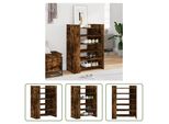 The Living Store Scarpiera In Rovere Fumé 74,5X37,5X100 Cm Materiale In Legno