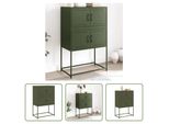 The Living Store Credenza Verde Oliva 68,5X38,5X107 Cm Acciaio
