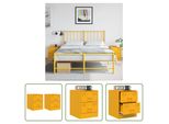 The Living Store Comodini 2 Pz. Giallo 34,5X39X44 Cm Acciaio