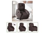 The Living Store Poltrona Relax Con Supporto Elettrico In Tessuto Marrone Scuro
