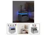 The Living Store Comodino Con Luci Led Grigio Cemento 40X39X48,5 Cm