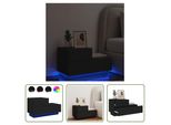 The Living Store Comodino Con Luci Led Nero 70X36X40,5 Cm