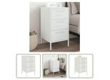 The Living Store Comodino Bianco 36X39X68 Cm Acciaio Laminato A Freddo