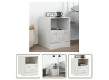 The Living Store Comodino Bianco 34,5X39X44 Cm In Acciaio