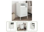 The Living Store Comodino Bianco 36X39X68 Cm Acciaio Laminato A Freddo