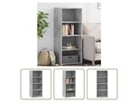 The Living Store Credenza In Cemento Grigio 50X41X124 Cm Materiale In Legno