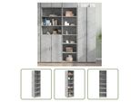 The Living Store Credenza In Cemento Grigio 50X41X185 Cm Materiale In Legno