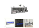 The Living Store Credenza Con Luci Led Grigio Cemento 202X37X67 Cm