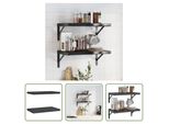 The Living Store Mensole A Muro 2 Pz. 50X30X3 Cm Nero Acciaio Inox