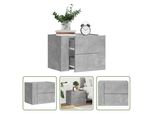 The Living Store Comodino A Parete Grigio Cemento 45X30X35 Cm