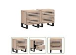 The Living Store Comodini 2 Pezzi 40X34X46 Cm Legno Massello Di Mango Sbiancato