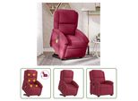 The Living Store Poltrona Massaggiante Con Supporto In Piedi Elettrica Vino Rosso Velluto