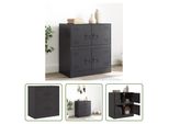 The Living Store Credenza Nera 67X39X73 Cm Acciaio