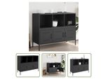 The Living Store Credenza Nera 100,5X39X79 Cm Acciaio Laminato A Freddo