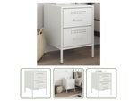The Living Store Comodino Bianco 36X39X50,5 Cm In Acciaio