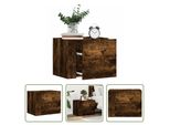 The Living Store Comodino A Parete In Rovere Fumé 45X30X35 Cm