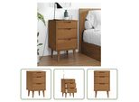 The Living Store Comodino Molde Brown 40X35X65 Cm In Legno Di Pino Massiccio