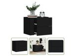 The Living Store Comodino Da Parete Nero 45X30X35 Cm