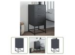 The Living Store Comodino Antracite 36X39X78 Cm In Acciaio