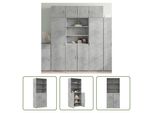 The Living Store Credenza In Cemento Grigio 80X42,5X185 Cm Materiale In Legno