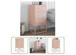 The Living Store Comodino Rosa 36X39X78 Cm In Acciaio