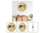 The Living Store Orologio Da Parete Giallo E Nero Ø50 Cm Materiale A Base Di Legno