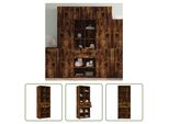 The Living Store Credenza In Rovere Fumé 70X42,5X185 Cm Materiale In Legno