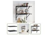 The Living Store Mensole A Muro 2 Pz. 50X40X3 Cm Nero Acciaio Inox