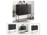 The Living Store Credenza Nera 100,5X39X107 Cm Acciaio Laminato A Freddo