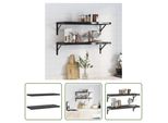 The Living Store Mensole A Muro 2 Pz. 75X30X3 Cm Nero Acciaio Inox