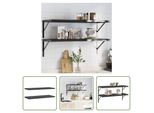 The Living Store Mensole A Muro 2 Pz. 100X40X3 Cm Nero Acciaio Inox