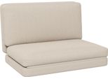 Homcom Divano Da Terra 3 In 1 Pieghevole Poltrona Da Terra Con Aspetto Vellutato, Divano Letto Imbottito Fino A 240 Kg Di Portata Per Camera Da Letto, Soggiorno, Beige