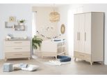 Set Per Cameretta Roba 3 Pezzi Sidney - Lettino 70 X 140 Cm + Fasciatoio + Armadio Per Bambini - Maniglie E Piedini In Legno Massello - Cashmere