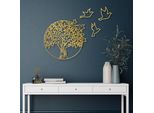 Wallity, Albero E Uccelli 4, Decorazione Murale, Oro, Metallo, 61 X 56 Cm
